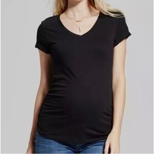 Isabel by Ingrid + Isabel Maternity T-Shirt XS Black Nursing Sheath Mom V-Neck
